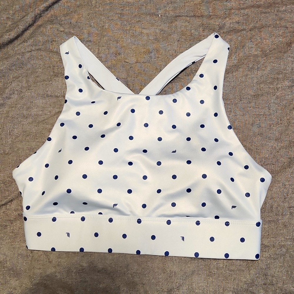 Sports Bra, Fabletics, Small, like new, light blue with dark blue polka dots